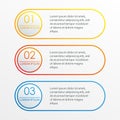 3 steps, options or levels infographics concept. Outline chart, scheme, diagram or menu template. Strategy and workflow design